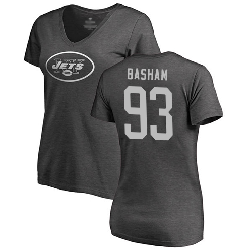 New York Jets Ash Women Tarell Basham One Color NFL Football #93 T Shirt